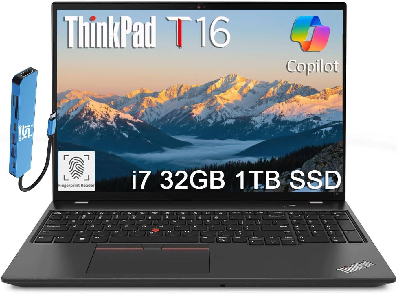 Lenovo - ThinkPad T16 Gen 2 16" WUXGA Laptop - Intel Core i7 with 32GB DDR5 Memory - 1TB SSD - Thunderbolt 4 - Win 11Pro - Black