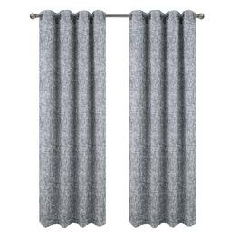 RT Designers Collection - RT Designer Collection Cambridge Jacquard Luxurious Decorative Grommet Curtain Panel 54" x 90" - Silver
