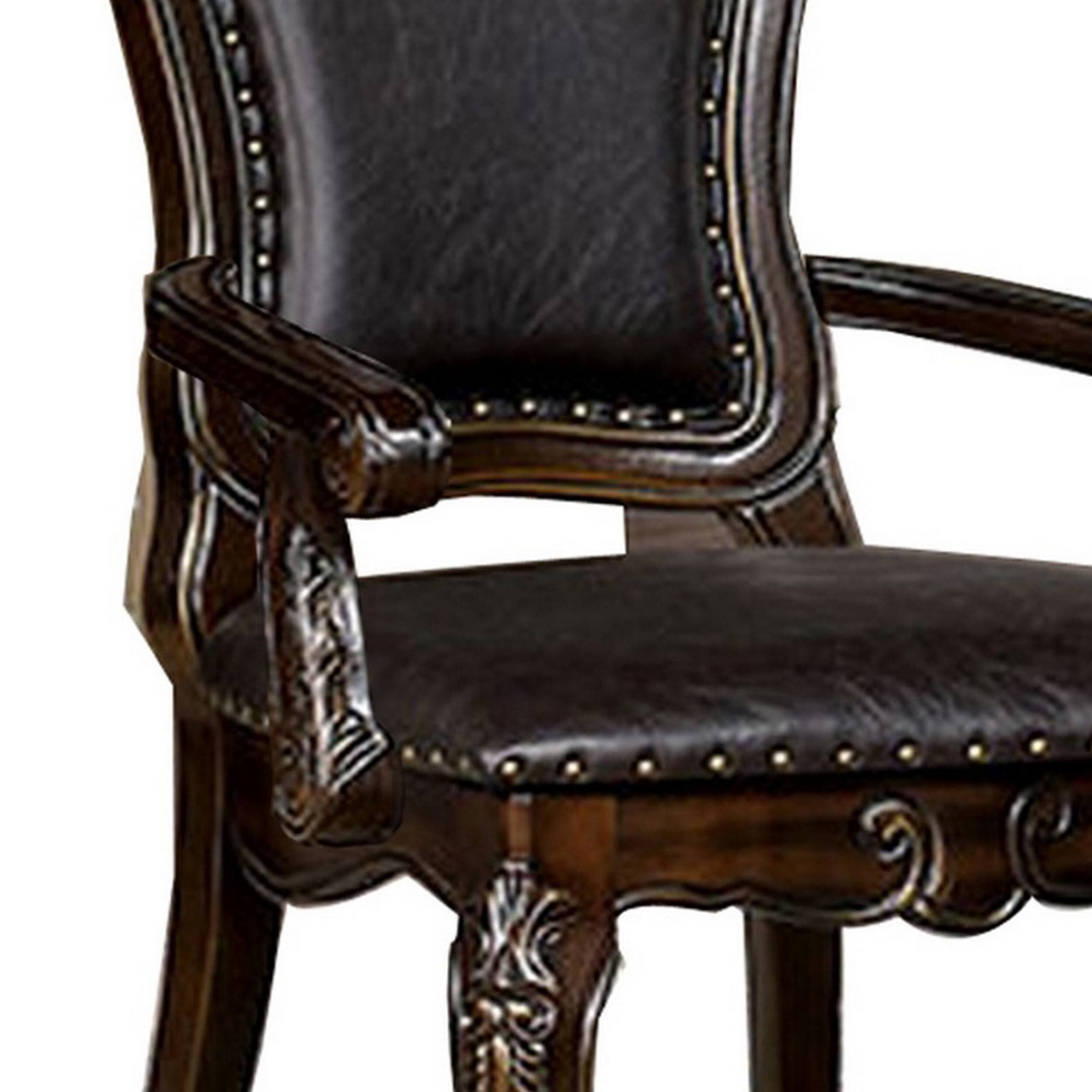 Alt View 2. Manhattan Lane - Ons 29 Inch Carved Dining Armchair, Set of 2 - Brown.