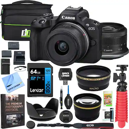 Canon HPE EOS 8ES1E
Canon 2 18-45
64GB 120 MB/s SP V30 XC I CAMERA
Lexar 800x
THE PREMIUM PHOTOGRAPHY PROTOCOL
Canon PG LONE SERIES C.A.S.K WIDE ANGLE HIGH DEFINITION AF MACRO
Vivitar Cas Walu U SSENTIALS EOS