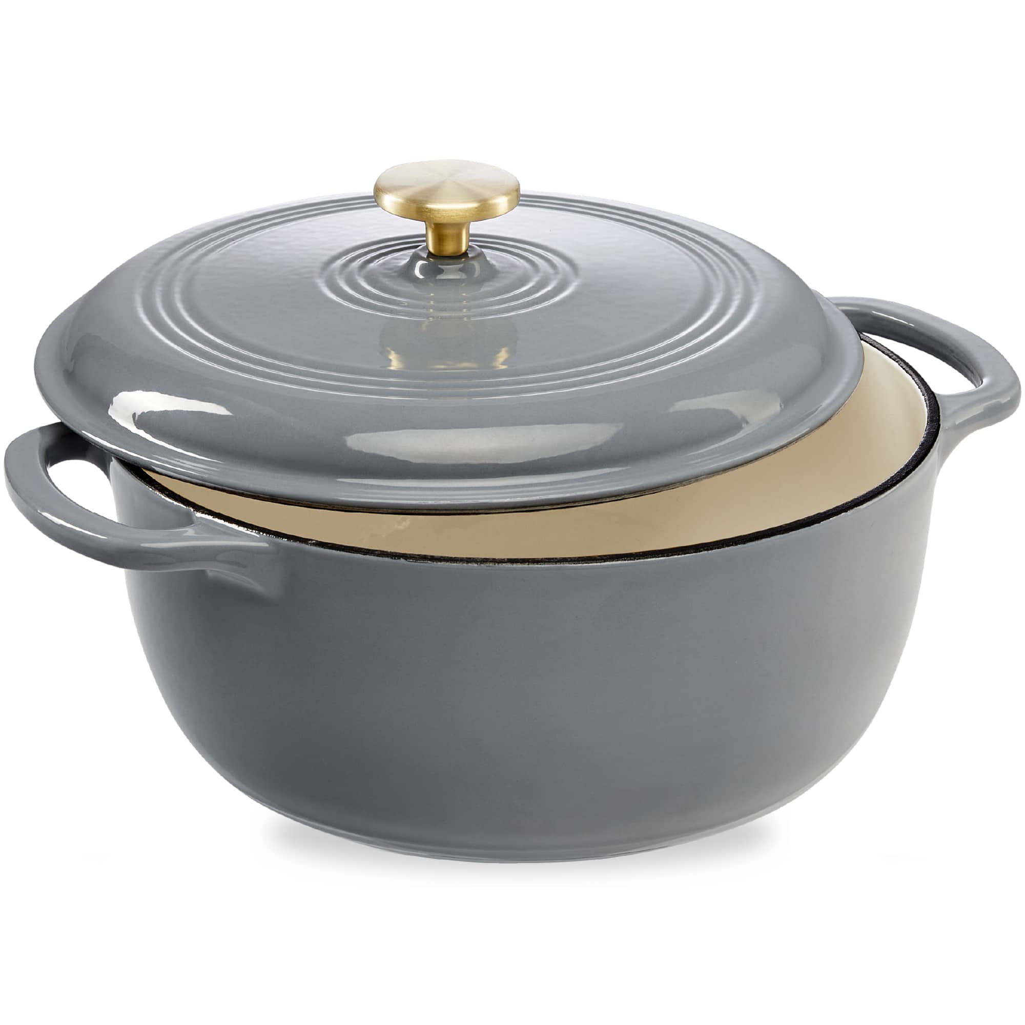 Front. Best Choice Products - Best Choice Products 7.5 Quart Enamel Cast-Iron Dutch Oven, Heavy-Duty Cookware w/ Dual Handles, Lid - Graphite Gray - Graphite Gray.