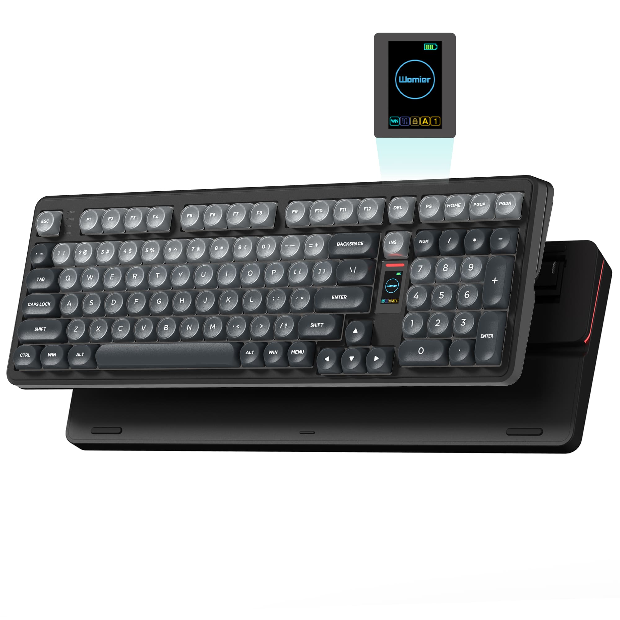 Womier - WK98 Wireless 98% Mechanical Keyboard, Pink Creamy Gaming Keyboard,3 Mode with Multimedia Screen for Win/Mac - Gray