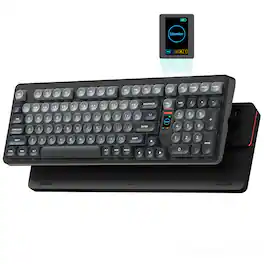 Womier - WK98 Wireless 98% Mechanical Keyboard, Pink Creamy Gaming Keyboard,3 Mode with Multimedia Screen for Win/Mac - Gray