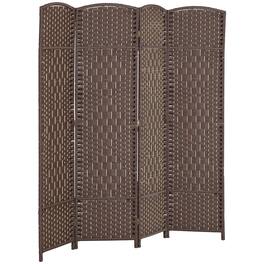 Homcom - Room Divider, Folding Privacy Screen, Tall Hand-Woven Freestanding Wall Partition for Home Office and Bedroom - Brown