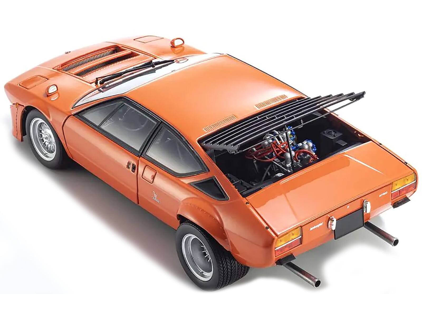 Back. Kyosho - Lamborghini Urraco Rally Orange 1/18 Diecast Model Car by Kyosho - Orange.