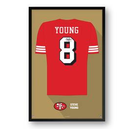 Sporticulture - Steve Young San Francisco 49ers Framed 27" x 39" Retired Jersey Art Print - Multicolor