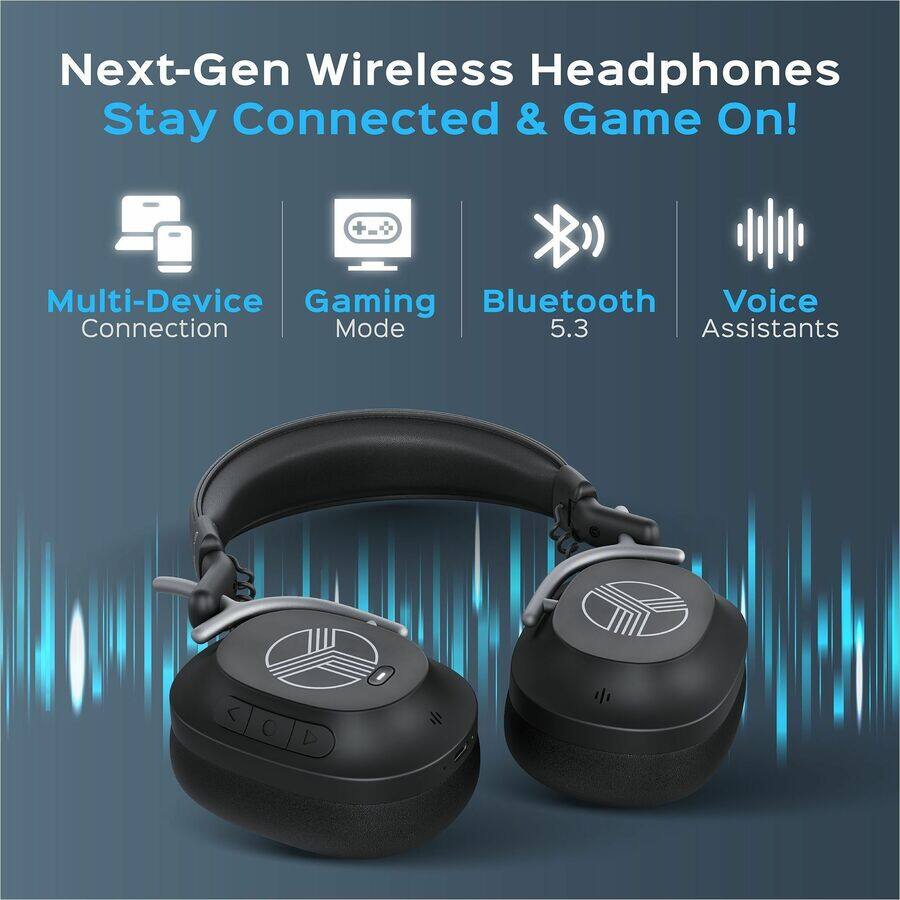 Next-Gen Wireless Headphones  
Stay Connected & Game On!  

- Multi-Device Connection  
- Gaming Mode  
- Bluetooth 5.3  
- Voice Assistants