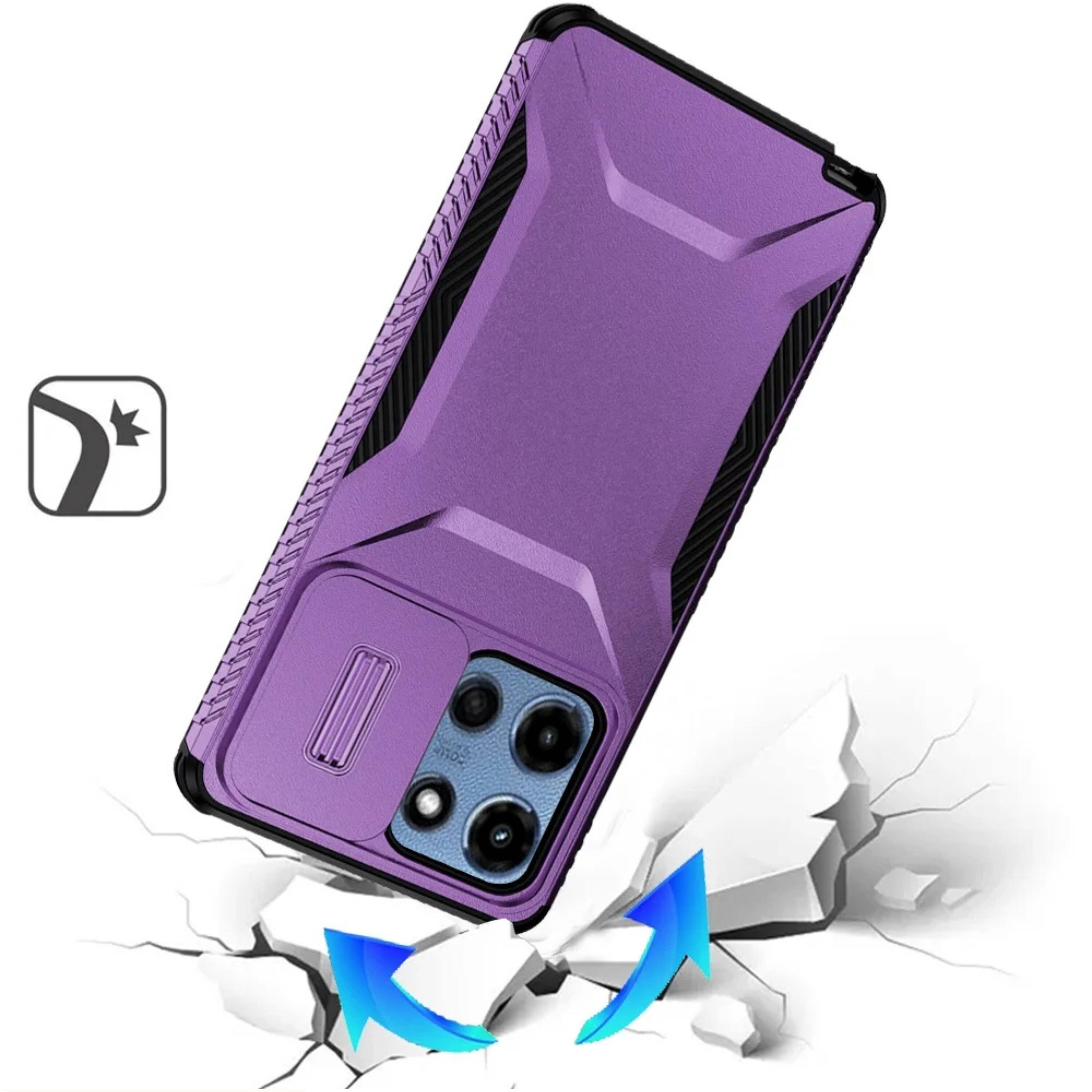 Angle. Kitcheniva - Side Grip Rugged Case For Moto G 2025 2026 G Play 2026 With Sliding Camera Cover Dark Purple - Dark Purple.