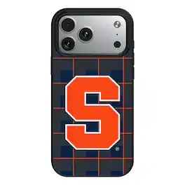 Keyscaper - NCAA - Syracuse Orange Plaid Magnetic Bump iPhone Case - 15 - Black