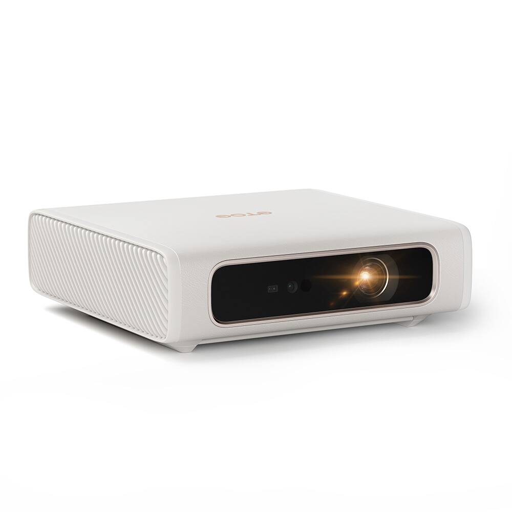 Angle. ETOE - Dolphin 2 Smart Portable Projector for Outdoor-Google TV, 1080P FHD, RGB Laser, 800 Lumens color, Auto Focus/Dolby Audio - White.