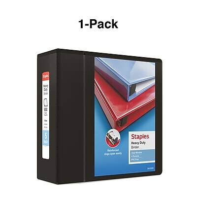 1-Pack Staples Heavy Duty Binder Rings  
5"  
Reinforced Ring  
Heavy Duty  
Eco-friendly  
100% Recyclable