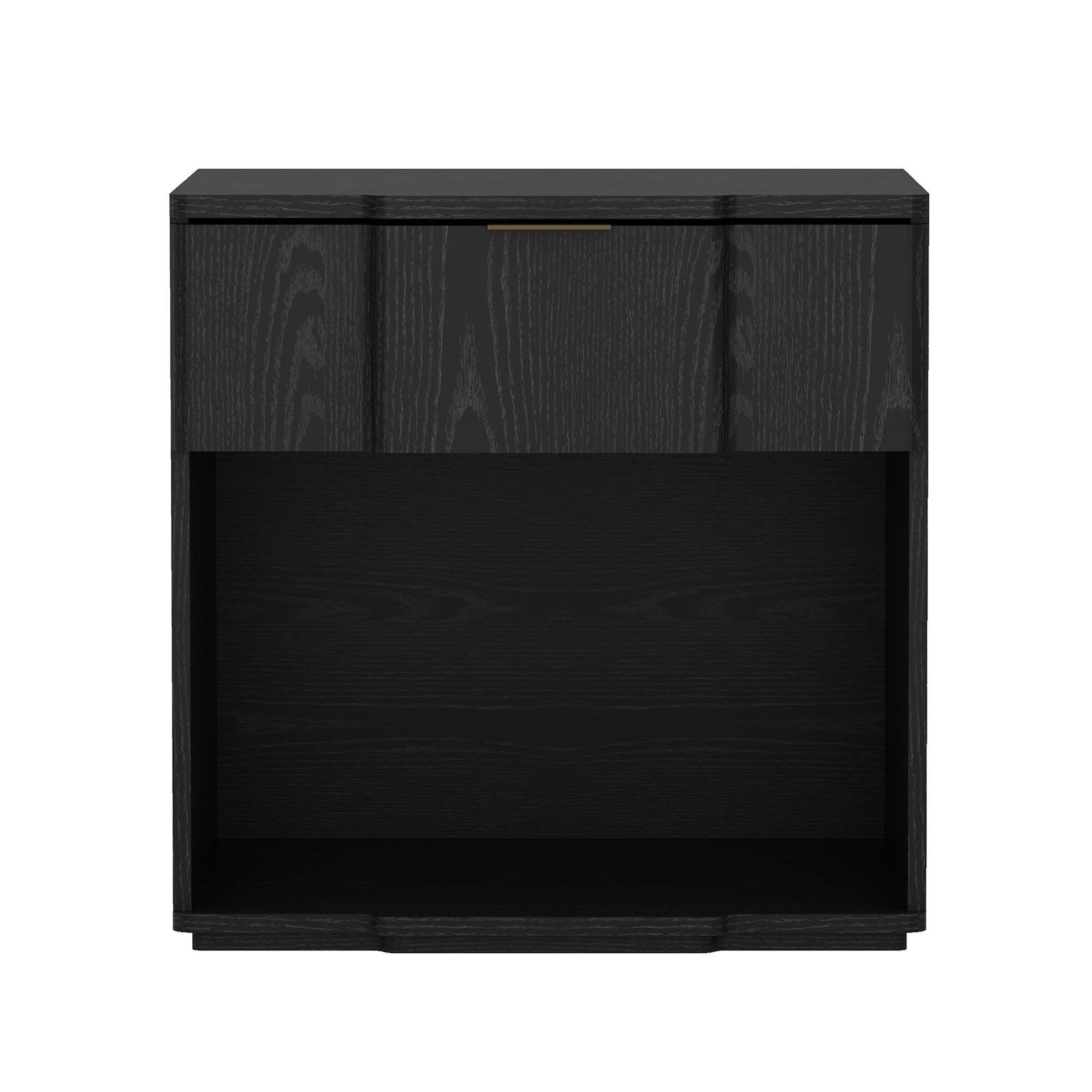 Front. Manhattan Comfort - Clive Mid-Century Modern 22" Nightstand - Black.
