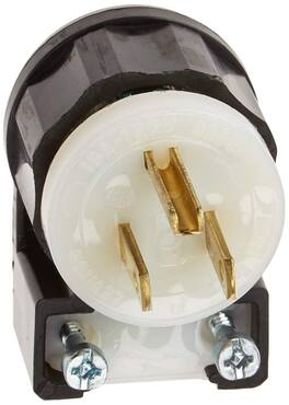 Leviton - Industrial Nylon Angle Ground/Straight Blade Plug 5-15P 18-10 AWG 2 Pole 3 Wire - Black|White