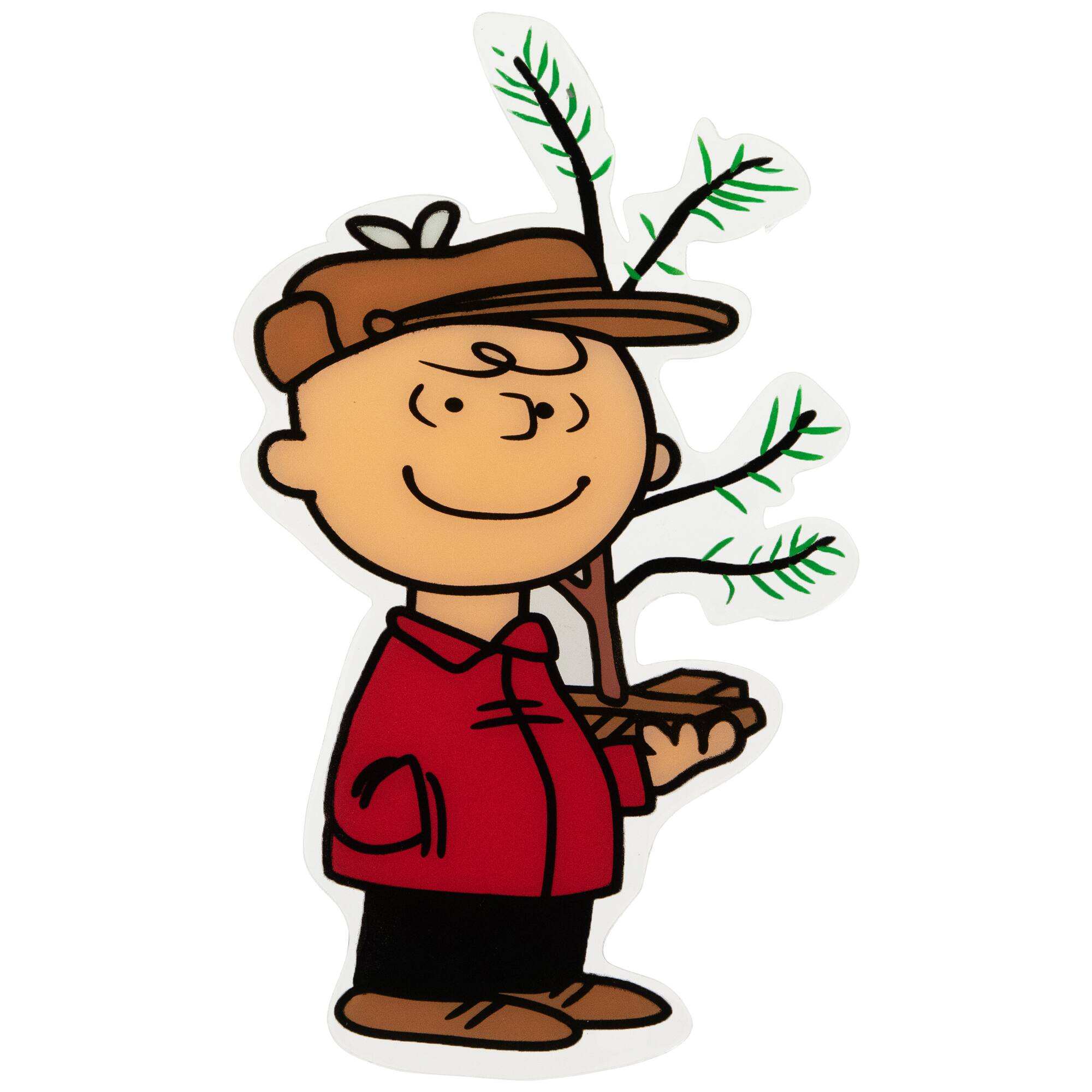 Alt View 4. Northlight - Peanuts Charlie Brown with Iconic Tree Double Sided Christmas Window Cling Decoration - Red.