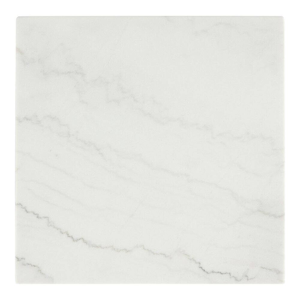 Left. Furniture of America - Isolde Wood and Marble Square End Table in White - White.