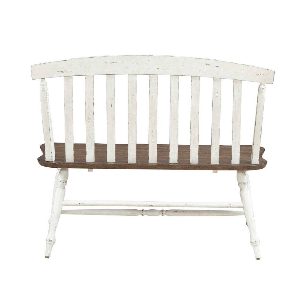 Back. Liberty Furniture Industries - Al Fresco Slat Back Bench for Dining Room - Graphite & Whitestone - Graphite & Whitestone.