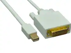 Front. Cable Leader - Mini DisplayPort to DVI-D Cable, 1080p Full HD Male to Male for MacBook, iMac, Surface to DVI Monitor - White.