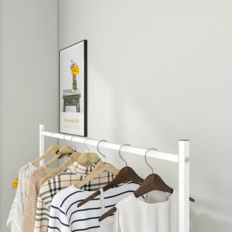 Pipe Rack Tier Layout LUCKY ONE Freestanding Single Pole Garment Rack w/ Shoe Storage Shelf ...