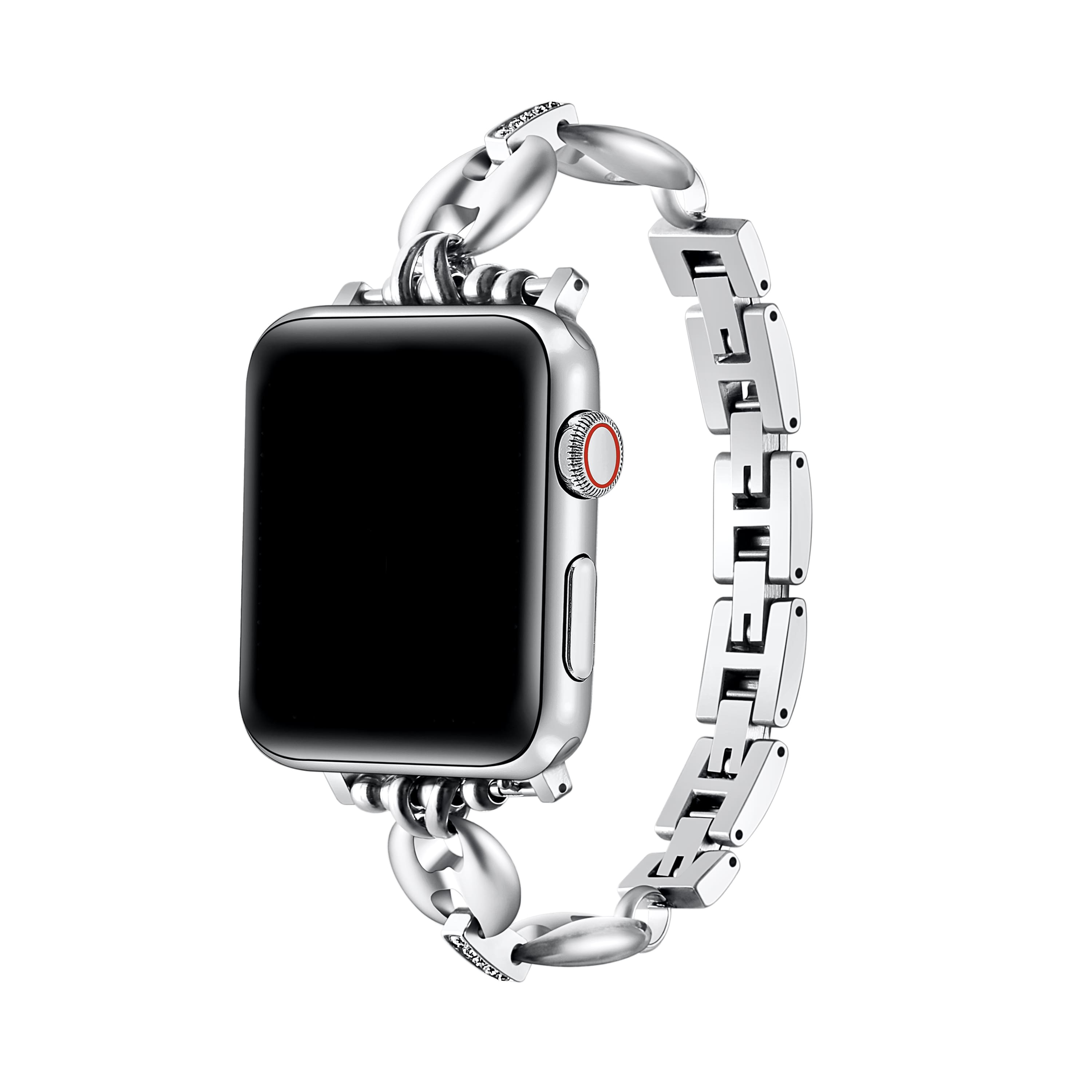 Posh Tech - Poppy Stainless Steel Link Band for Apple Watch - Silver