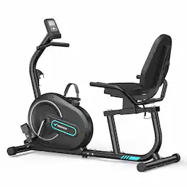 MERACH - Recumbent Exercise Bike with Bluetooth, LCD, Heart Rate Monitor, and Magnetic Resistance for Home & Seniors - Black