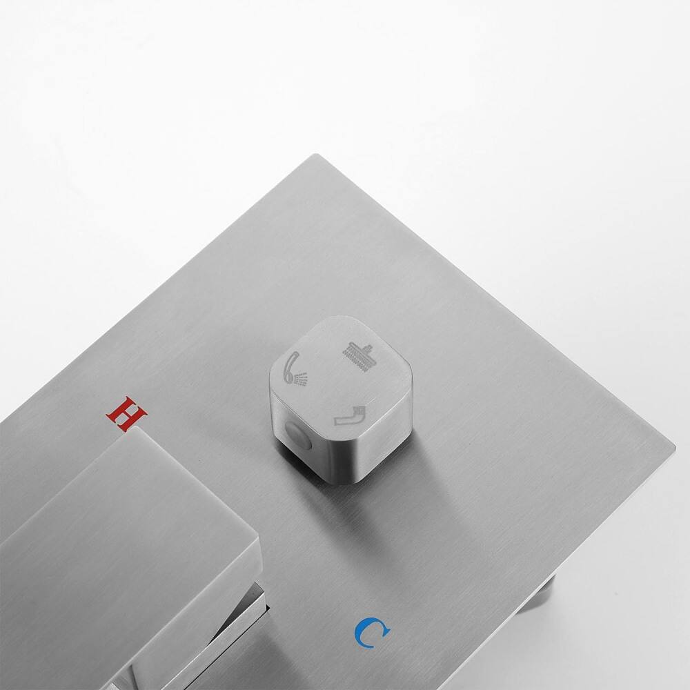 Alt View 2. JUJABU - Brushed Nickel Shower System with 16 inch Shower Head and Tub Spout - Brushed Nickel.