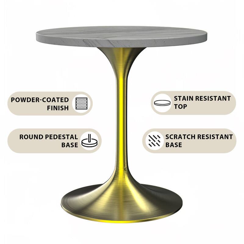 POWDER-COATED FINISH  
STAIN RESISTANT TOP  
ROUND PEDESTAL BASE  
SCRATCH RESISTANT BASE