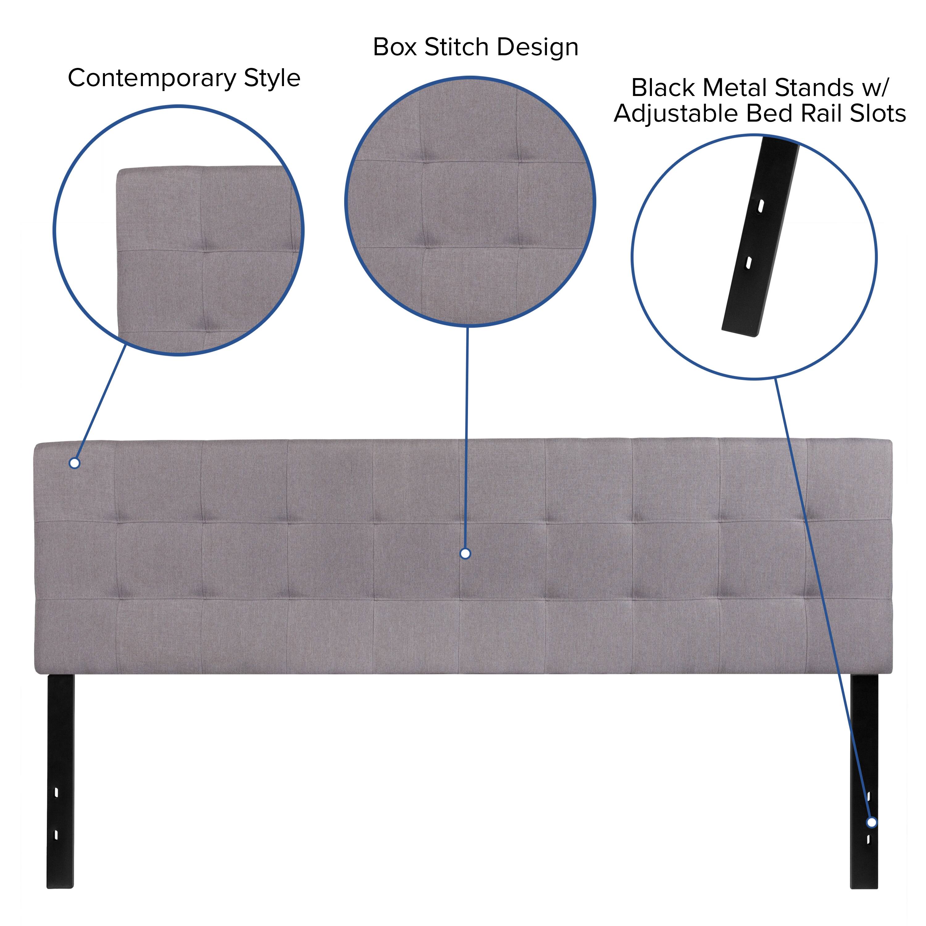 Contemporary Style Box Stitch Design Black Metal Stands w/ Adjustable Bed Rail Slots