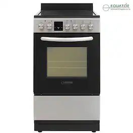 Equator - 20 inch Electric Convection Range 4 Ceramic Burner 1.9 cf Oven, Air Fryer, Bake, Grill, Broil -Drawer 220 V - Stainless Steel