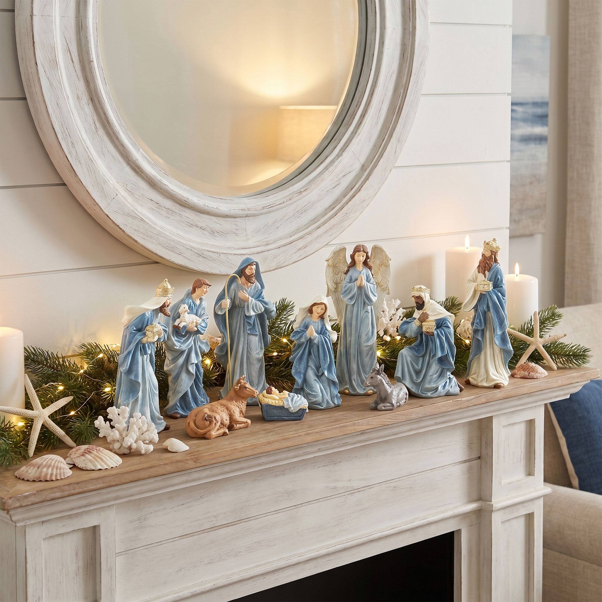 Alt View 3. Glitzhome - 10pcs Resin Nativity Figurine Set - Blue.