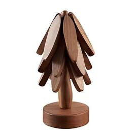 Kitcheniva - Tree Design Wooden Trivets - Heat Resistant Bamboo Coasters for Hot Cups, Mugs, and Pots - Dark brown