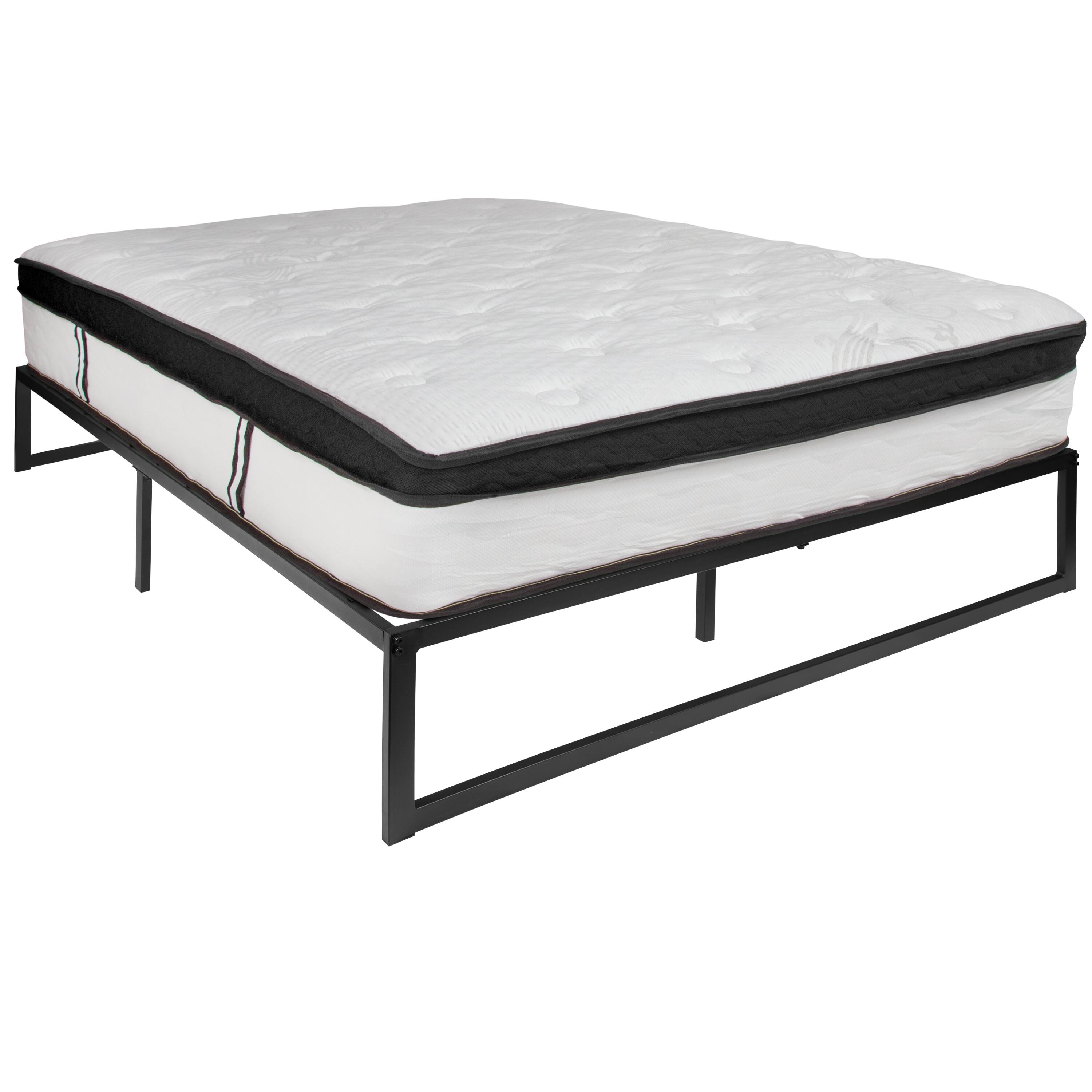 Alt View 1. Emma + Oliver - 14" Platform Bed Frame & 10" Mattress in a Box - No Box Spring Required - Black.