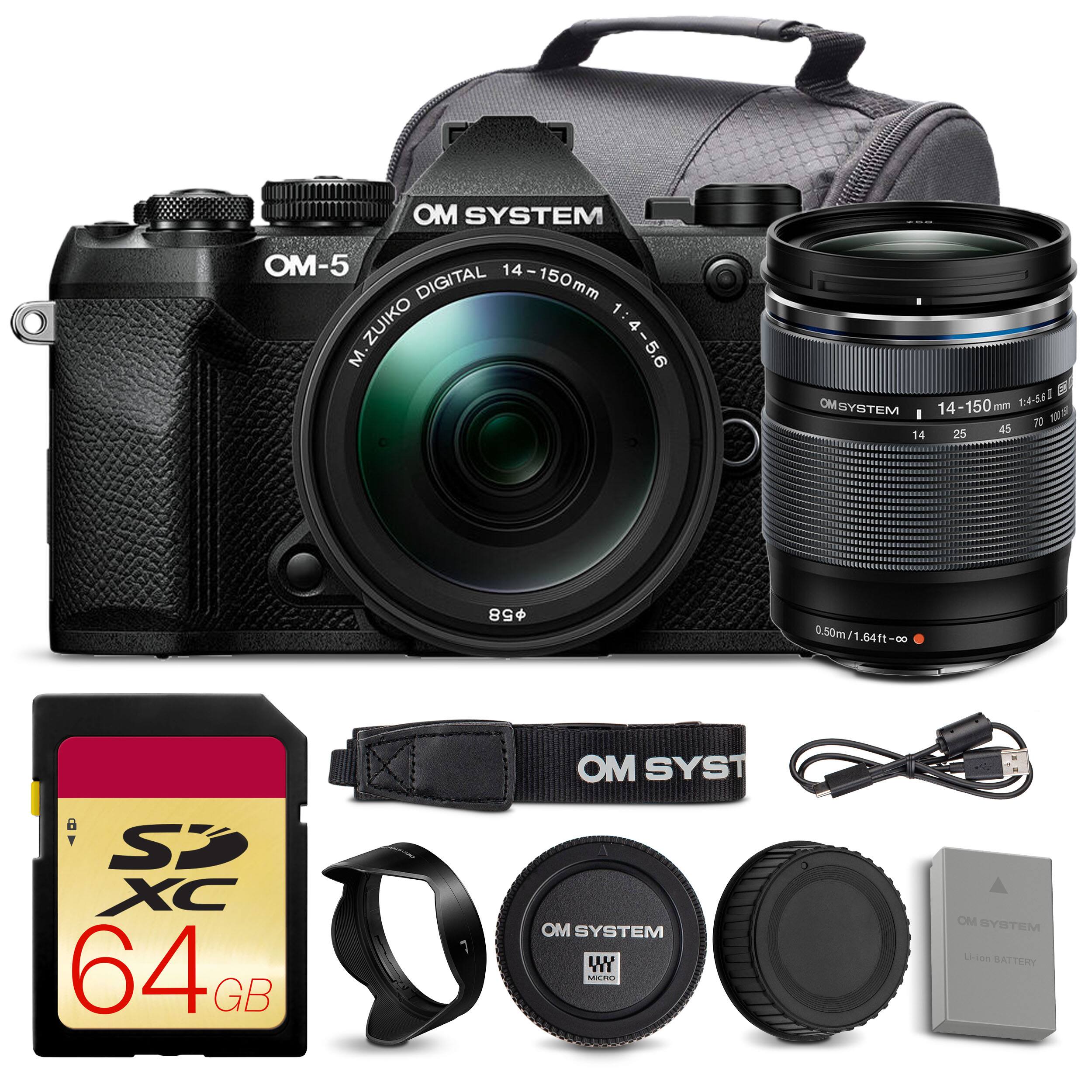 OM System - OM-5 Mark II Mirrorless Camera w/ 14-150mm f/4-5.6 II Lens + 64GB Card + Bag