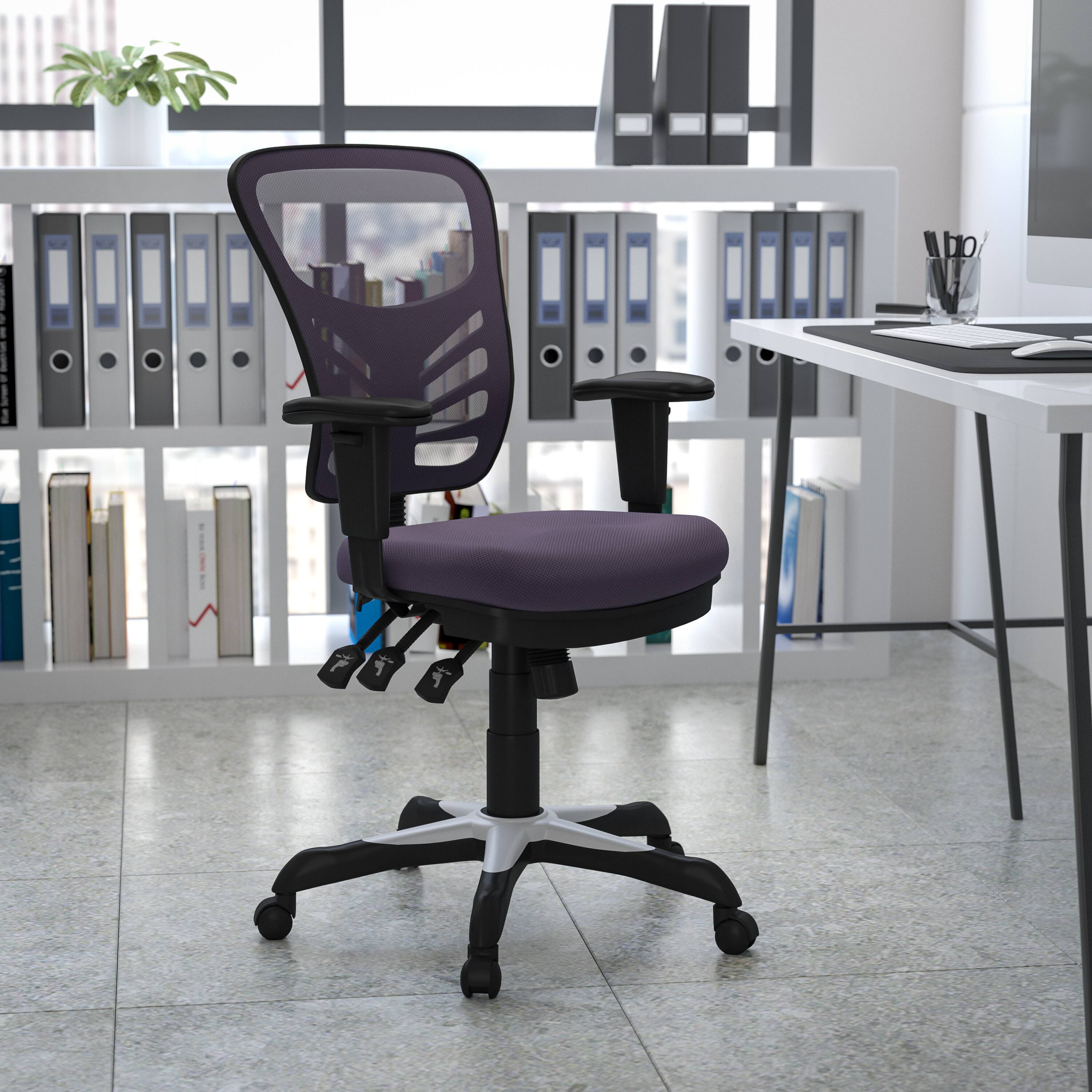 Alt View 1. Emma + Oliver - Mid-Back Mesh Triple Paddle Swivel Ergonomic Office Chair with Adjustable Arms - Dark Gray/Black Frame.