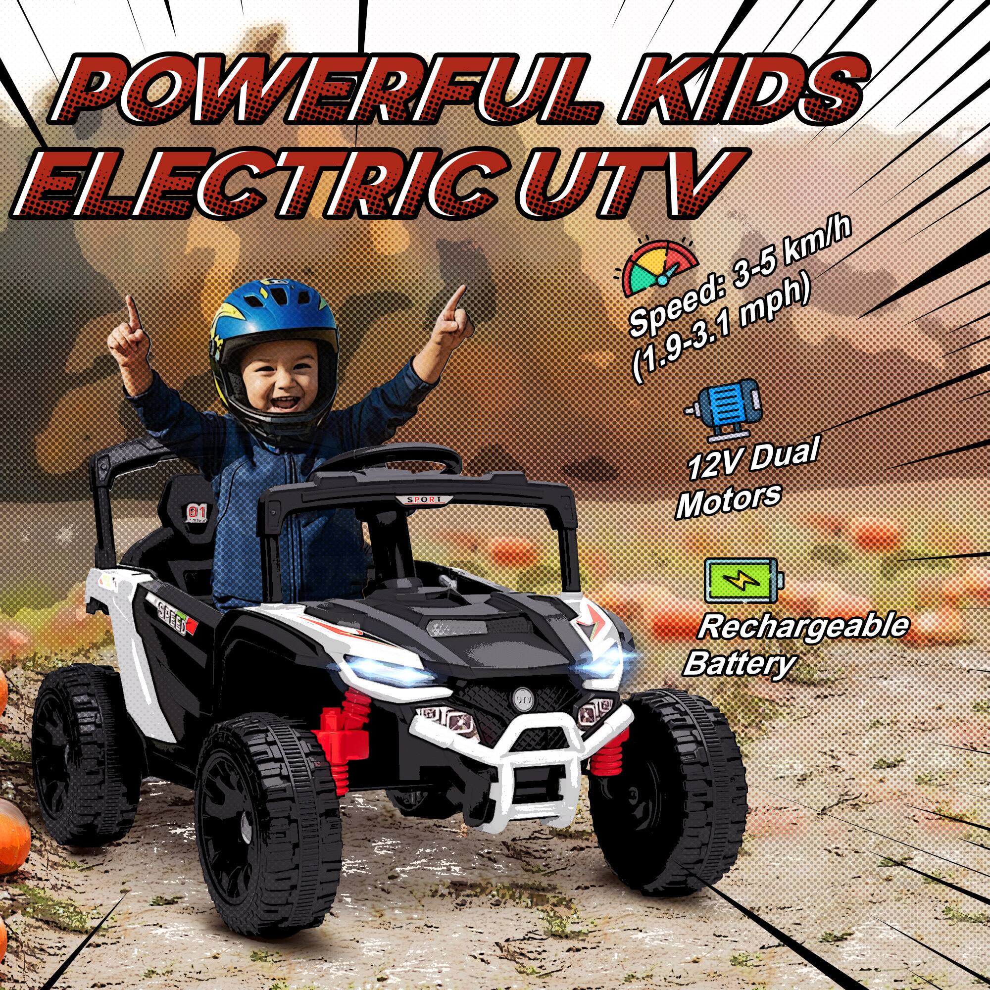 POWERFUL KIDS ELECTRIC UTV  
Speed: 3-5 km/h (1.9-3.1 mph)  
12V Dual Motors  
Rechargeable Battery