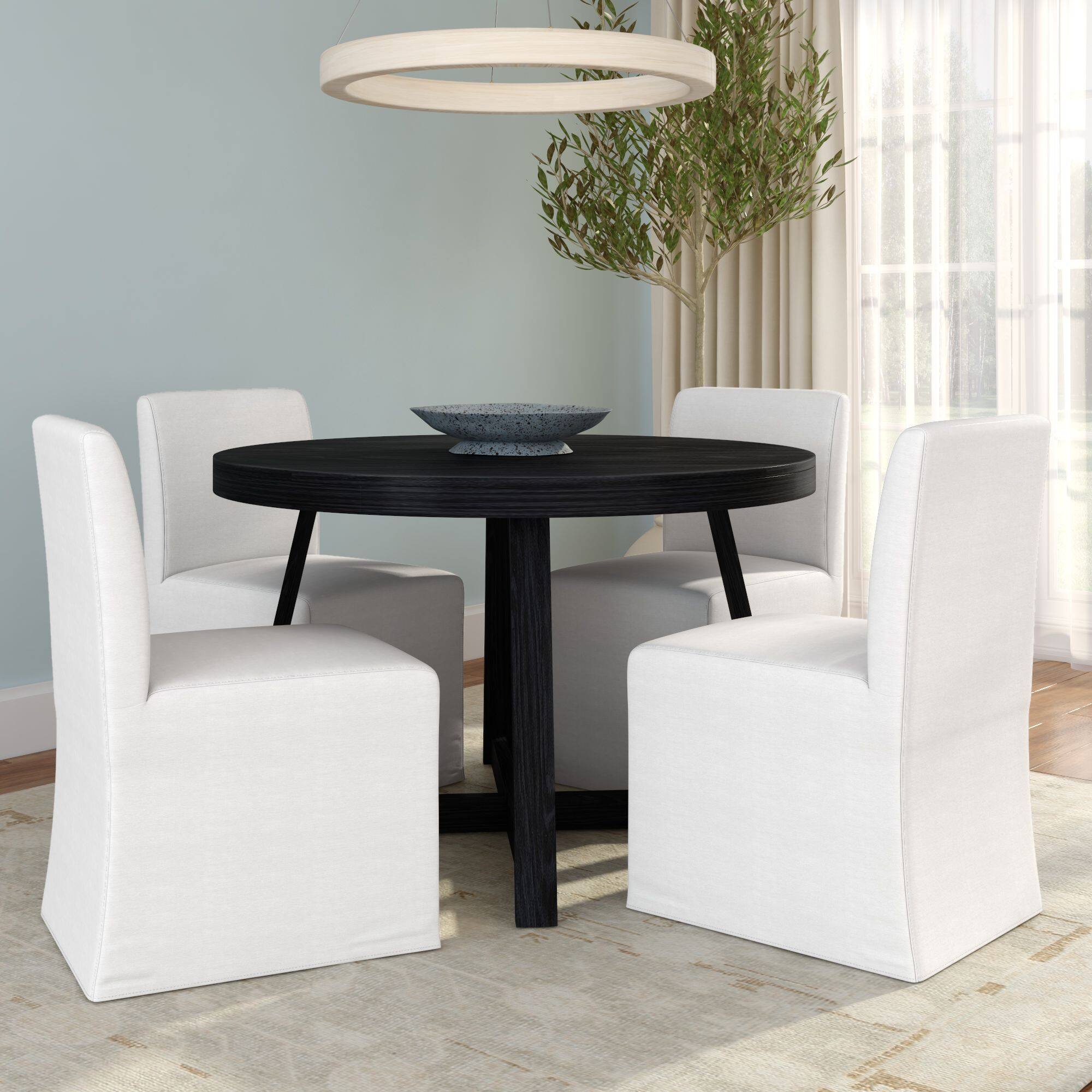 Alt View 8. Plank+Beam - Chesnee Dining Chair with Long Slipcover, Bone MB2405-01 (2 Pack) - Bone.