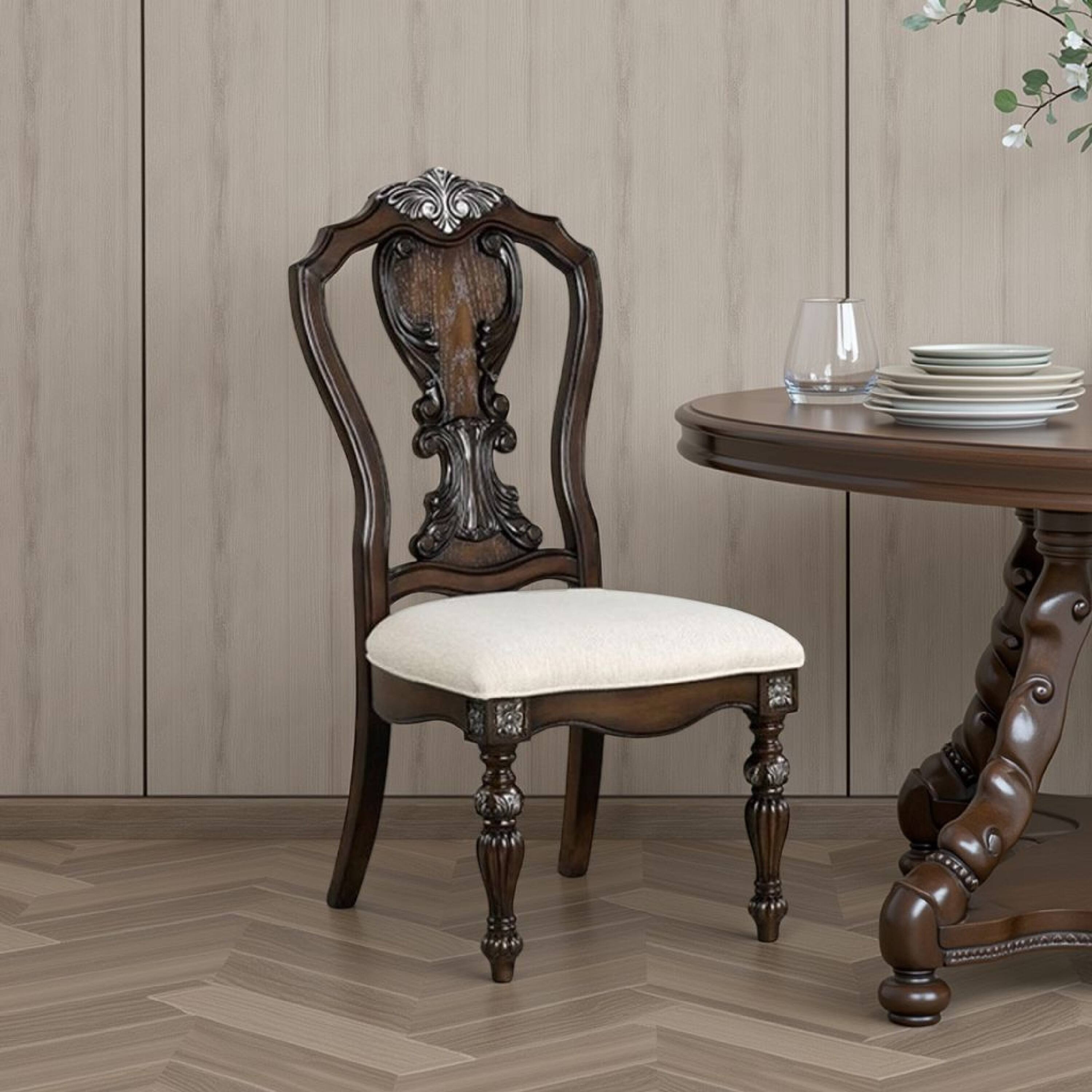 Alt View 5. Manhattan Lane - Naddy Side Dining Chair Set of 2 - Dark Brown, Cream.