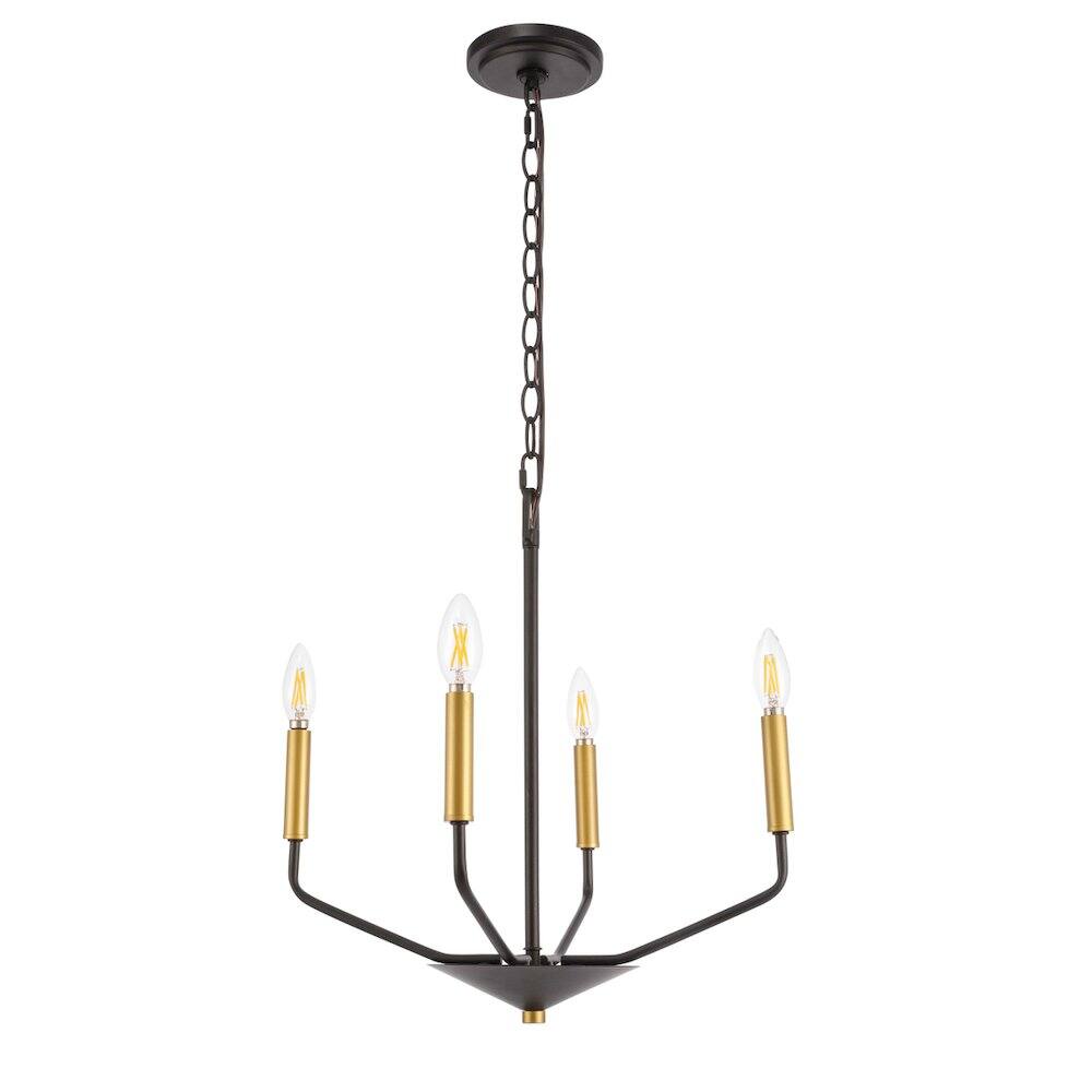 Alt View 7. Living District - Enzo 4 Light Black And Brass Pendant - Black And Brass.