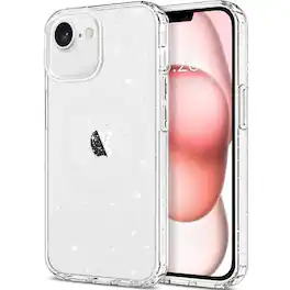 Entronix - Case for iPhone 16E - Stylish Hard Back Protection - Glitter Clear