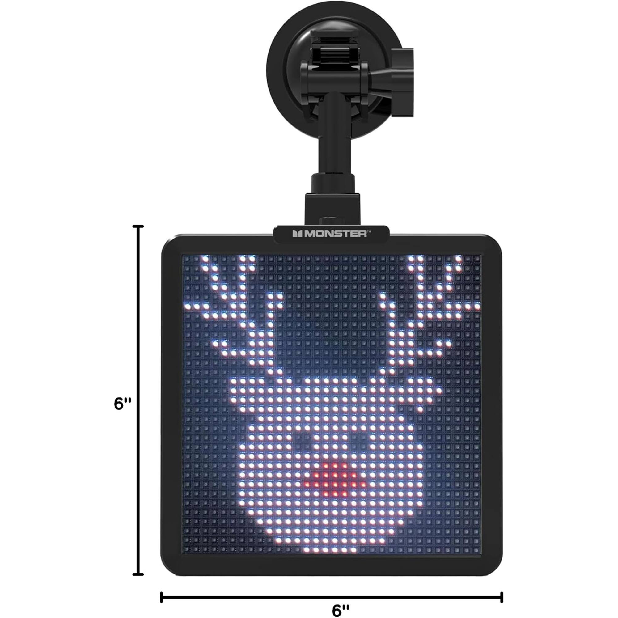 Left. Monster - Monster Smart Pixel Display Screen for Cars, App Controlled Custom LED Text Pattern & Animation Screen - Black.