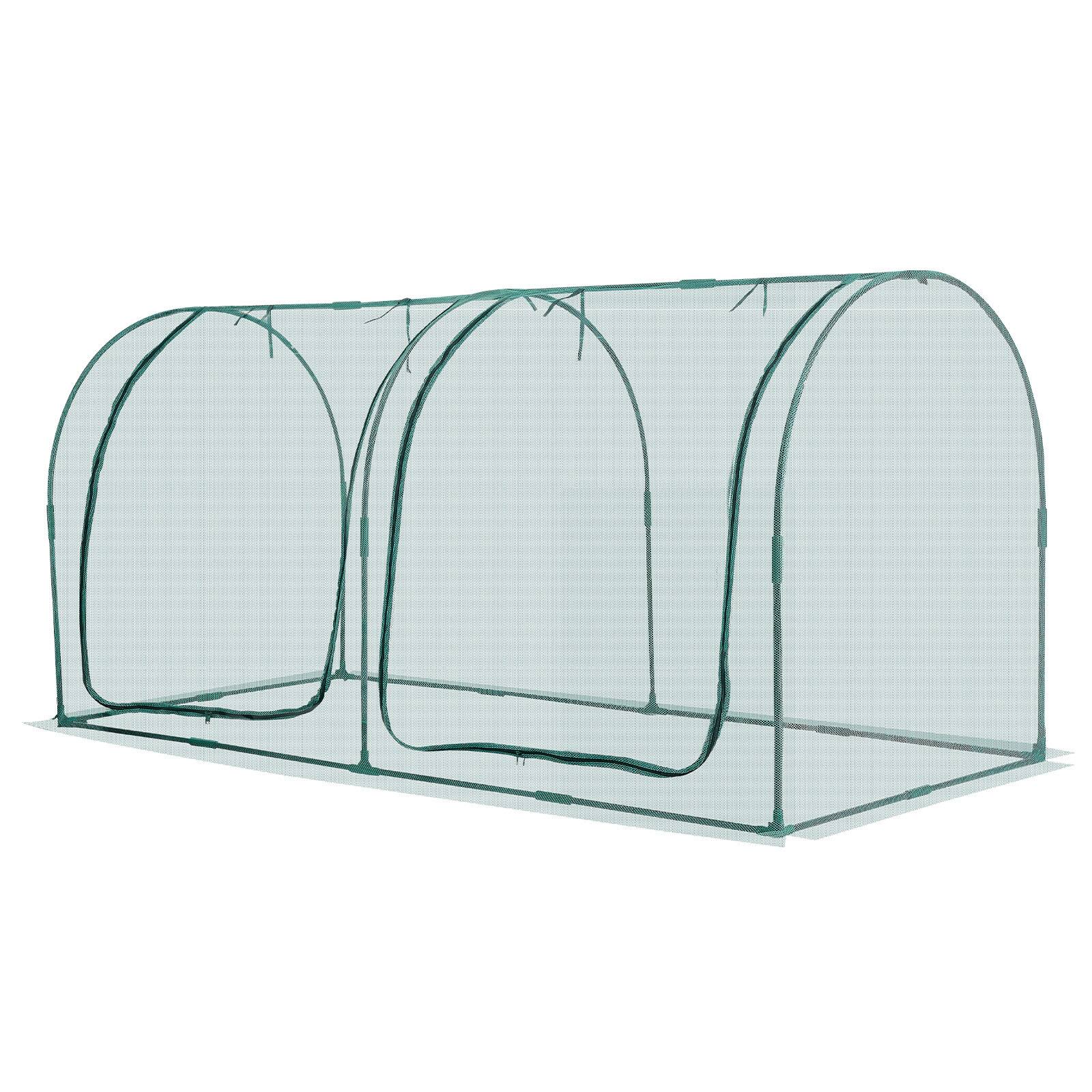 Alt View 5. VEVOR - Crop Cage, 8.1 x 3.9 x 3.9 ft Plant Protection Tent with Zippered Door, Wind-Resistant Tall Crop Cage, Easy to Install - Green + Black.