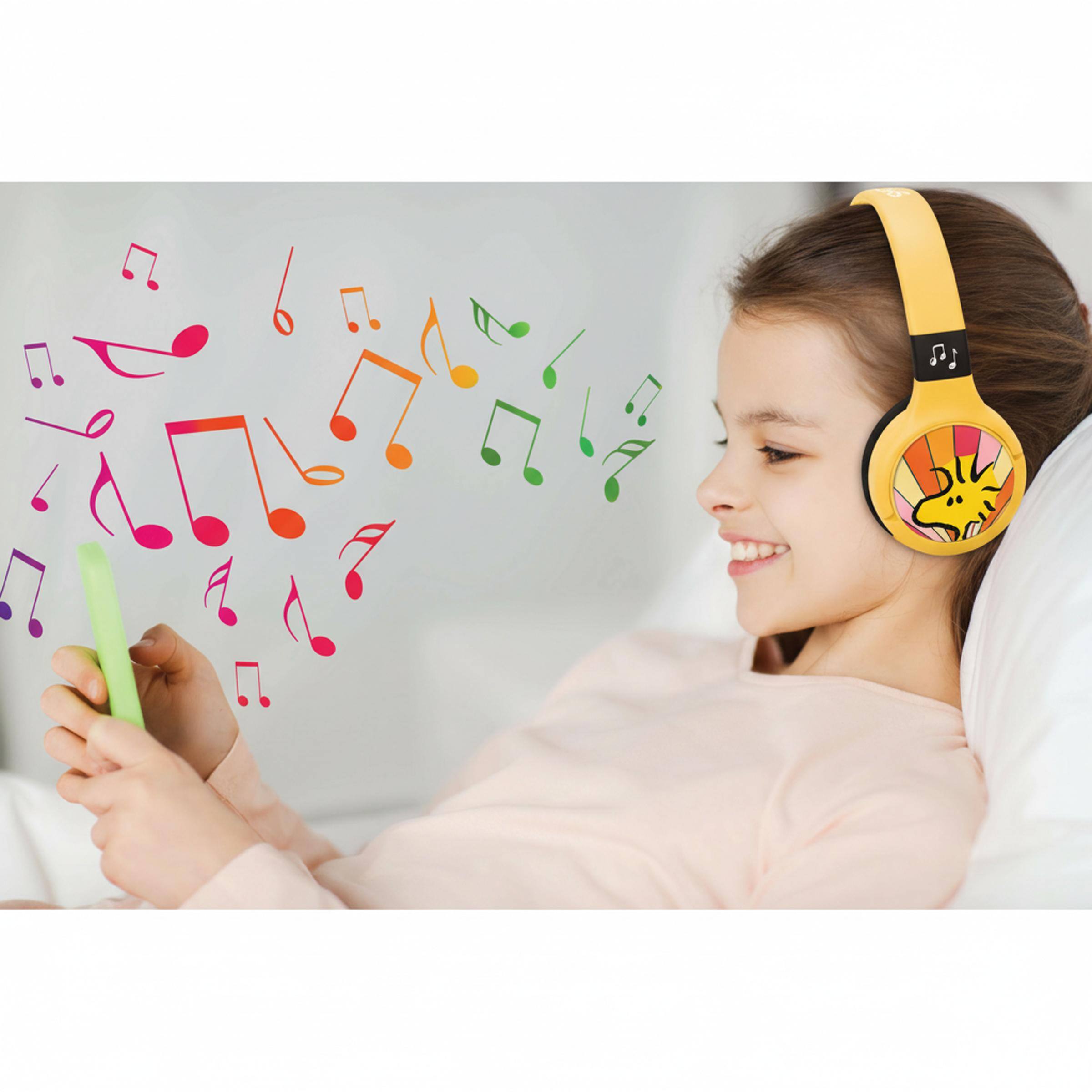 Alt View 6. Lexibook - 2 in 1 Bluetooth® and Wired comfort foldable Headphones with safe volume limitation and Snoopy Design.