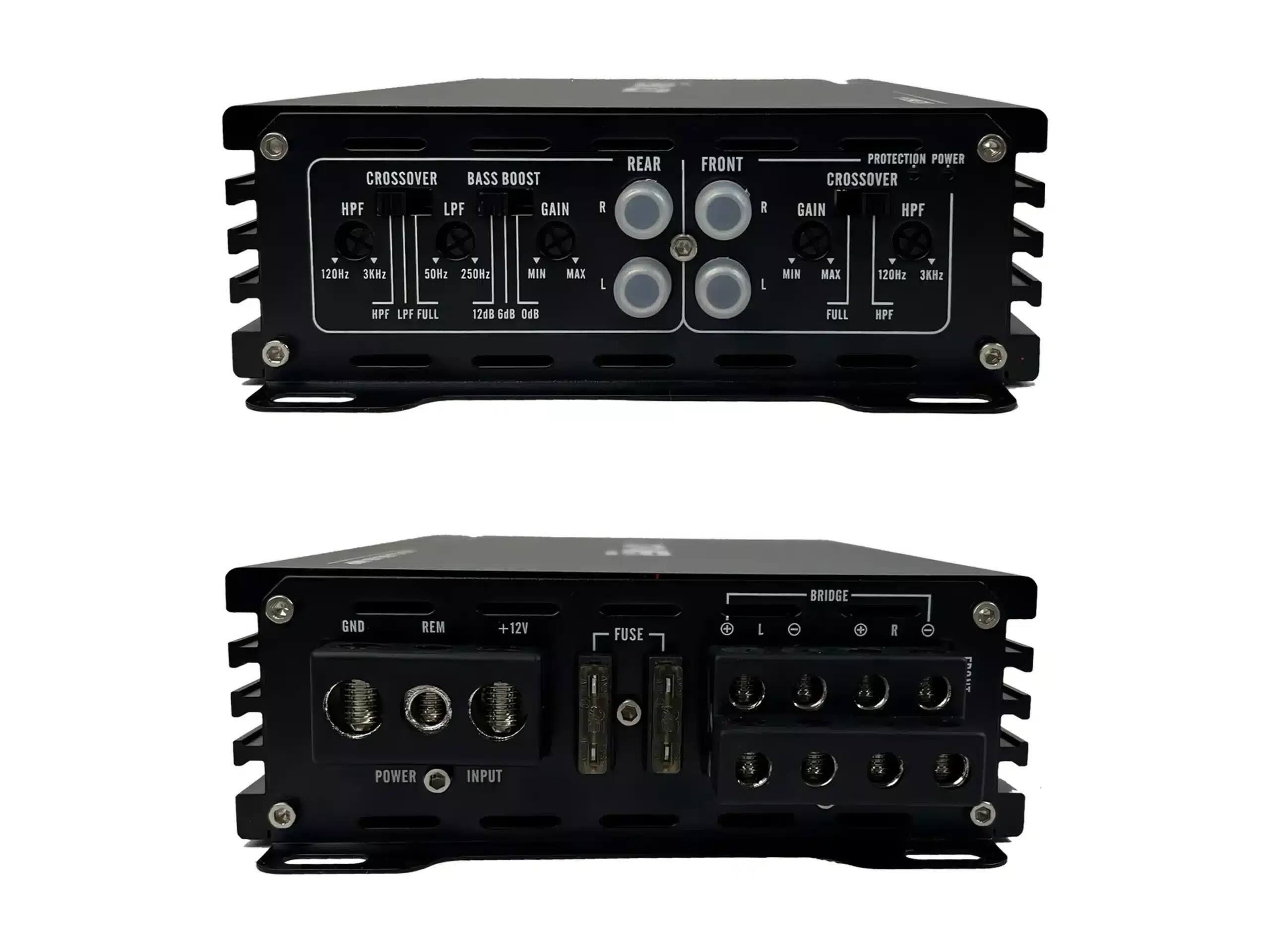 CROSSOVER BASS BOOST REAR FRONT PROTECTION POWER CROSSOVER HPF LPF GAIN R R GAIN HPF 120Hz 3kHz 50Hz 250Hz MIN MAX I L MIN MAX 120Hz 3kHz HPF LPF FULL 12dB 6dB 0dB FULL HPF BRIDGE GND REM +12V FUSE I R CRAUT POWER INPUT