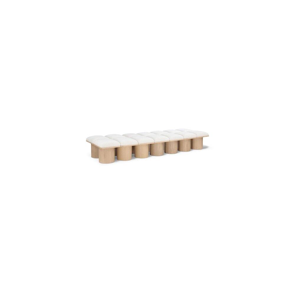 Front. Meridian Furniture - Pavilion Cream Boucle Fabric Bench - Beige.