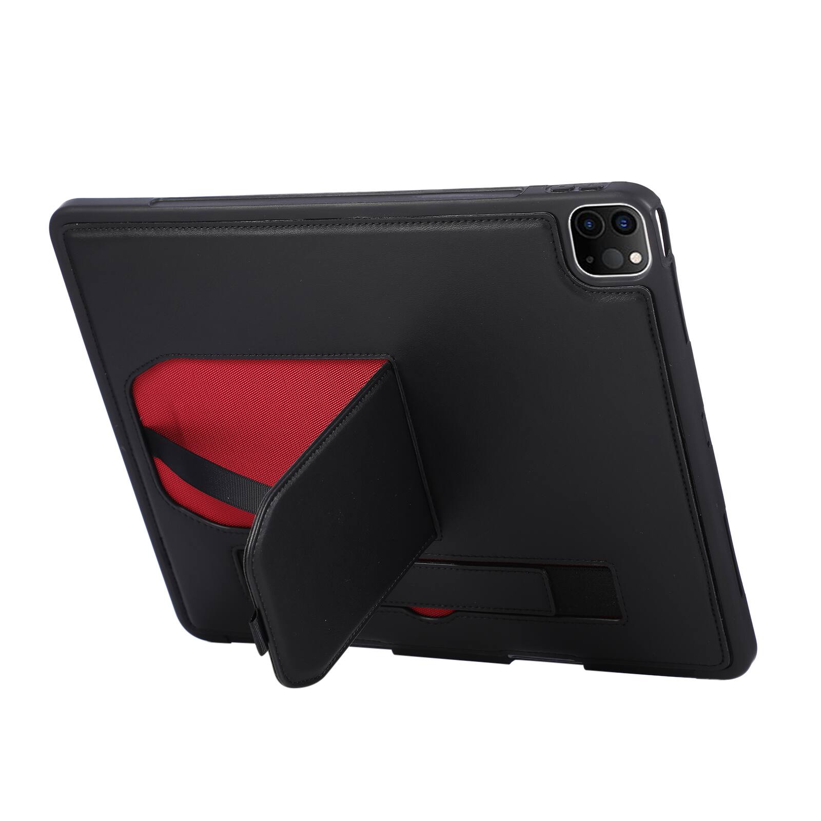 Alt View 1. Dteck - Shockproof Case for Apple iPad Air (M4) 13" 2026 with Hand Strap and Foldable Kickstand, PU Leather TPU Protective Cover - Black.