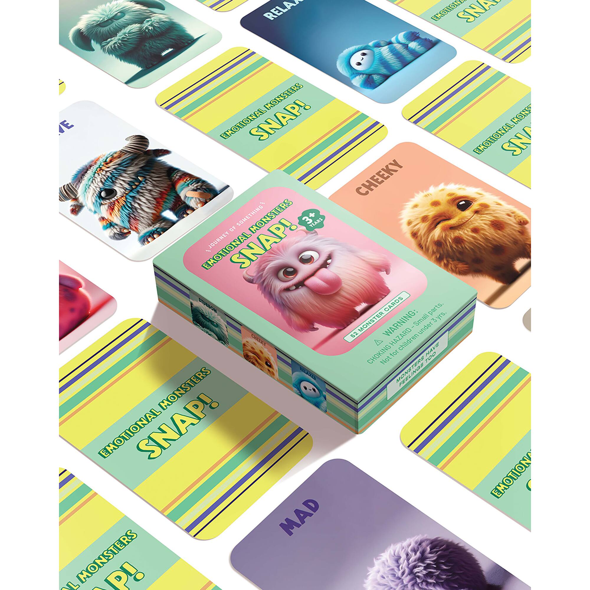 Emotional Monsters SNAP!  
Journey of Something  
Emotional Monsters SNAP!  
Cheeky  
Emotional Monsters SNAP!  
Relax  
Emotional Monsters SNAP!  
Mad  
Emotional Monsters SNAP!  
Warning: Small parts. Not for children under 3 years.