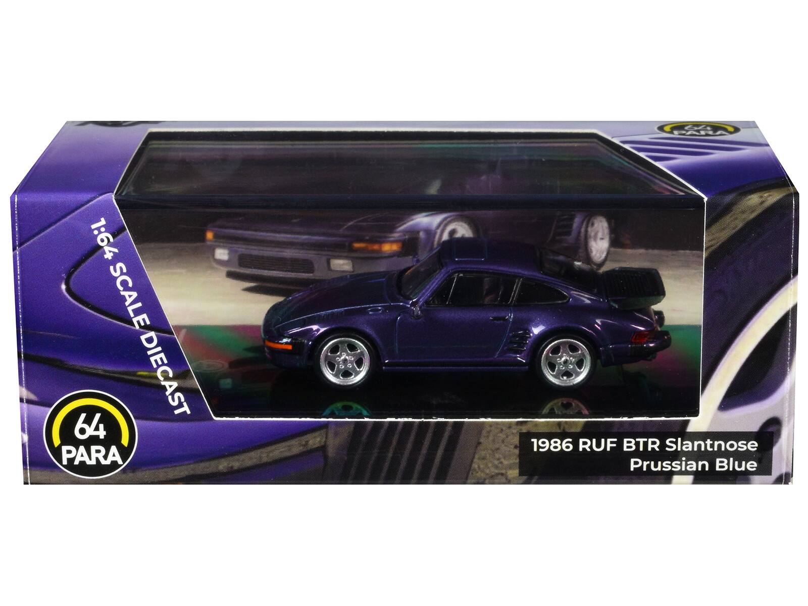 L FARA 1:64 SCALE DIECAST 64 PARA 1986 RUF BTR Slantnose Prussian Blue
