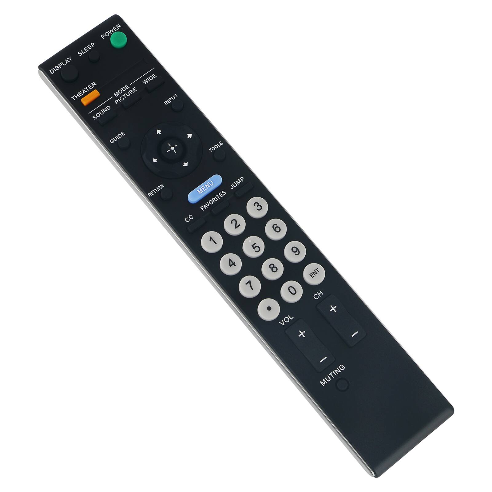POWER SLEEP DISPLAY WIDE THEATER PICTURE INPUT SOUND GUIDE TOOLS RETURN MENU JUMP FAVORITES CC 1 2 3 4 5 6 7 8 9 0 ENT CH + VOL + - MUTING
