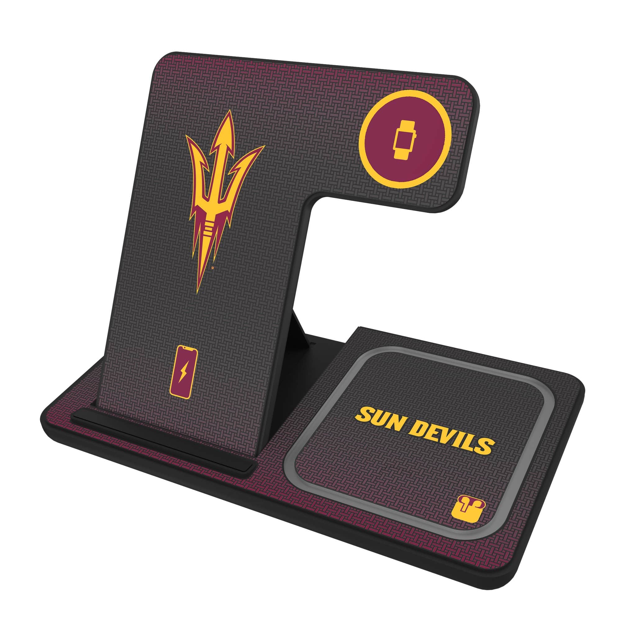 Keyscaper - Arizona State Sun Devils Linen Print 3-in-1 Charging Station - Black