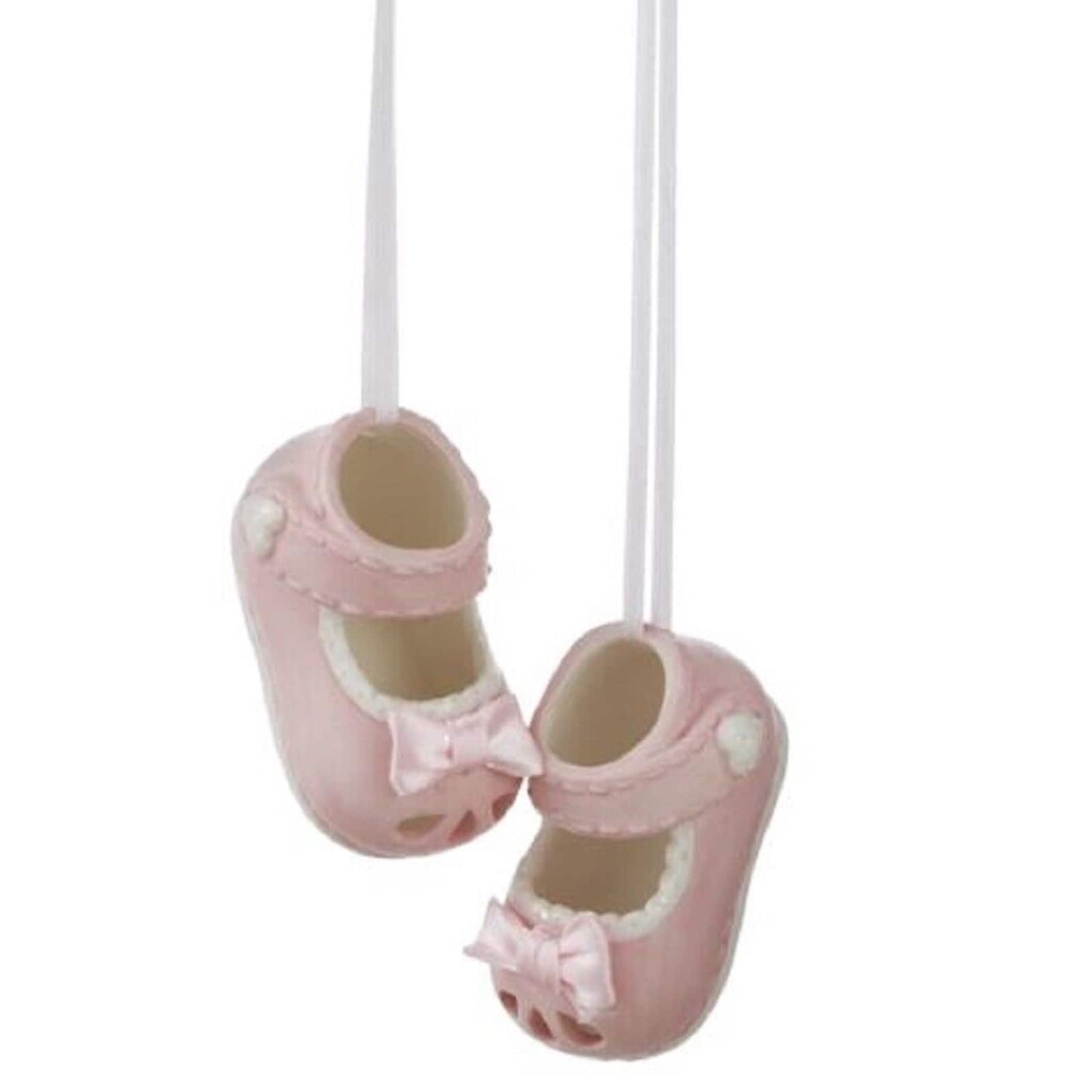 Ganz - Baby Girl Shoes Porcelain Christmas Tree Ornament 1.4 inch - Pink