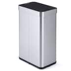 Front. Gymax - Gymax 16 Gallon Trash Can w/Wing Lids for Bedroom Bathroom Kitchen Stay OpenSliver - Silver.